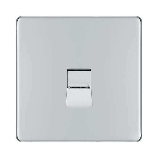 Front view of BG Nexus Screwless Polished Chrome Master Telephone Socket