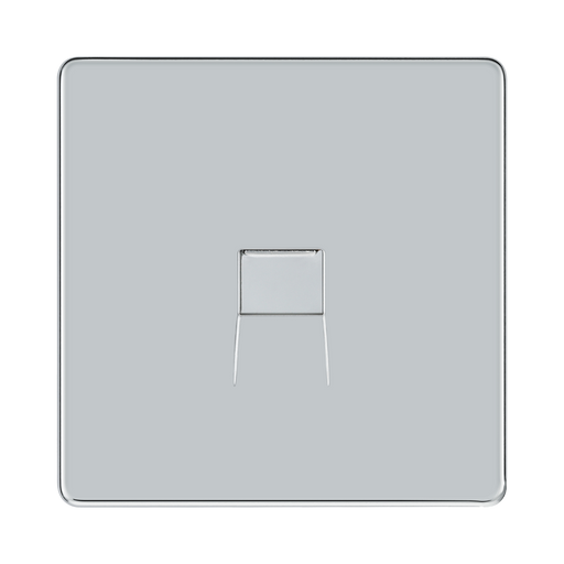Front view of BG Nexus Screwless Polished Chrome Secondary Telephone Socket
