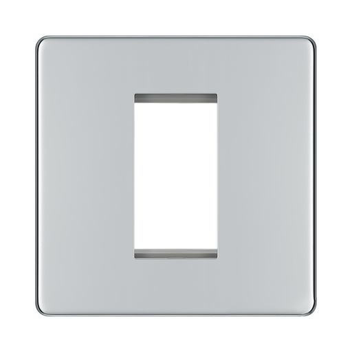 Front view of BG Nexus Screwless Polished Chrome 1G Euro Plate