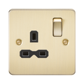 Knightsbridge Flat Plate Brushed Brass 13A Single Socket FPR7000BB - product view