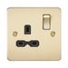 Knightsbridge Flat Plate Brushed Brass 13A Single Socket FPR7000BB - product view