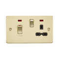 Knightsbridge Flat Plate Brushed Brass 45A DP Switch and 13A Socket with Neons FPR83MNBB - product view
