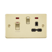 Knightsbridge Flat Plate Brushed Brass 45A DP Switch and 13A Socket with Neons FPR83MNBB - product view