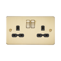 Knightsbridge Flat Plate Brushed Brass 13A Double Socket FPR9000BB - product view