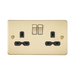 Knightsbridge Flat Plate Brushed Brass 13A Double Socket FPR9000BB - product view