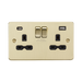 Knightsbridge Flat Plate Brushed Brass 13A Double Socket with Dual USB A+C FPR9940BB - product view