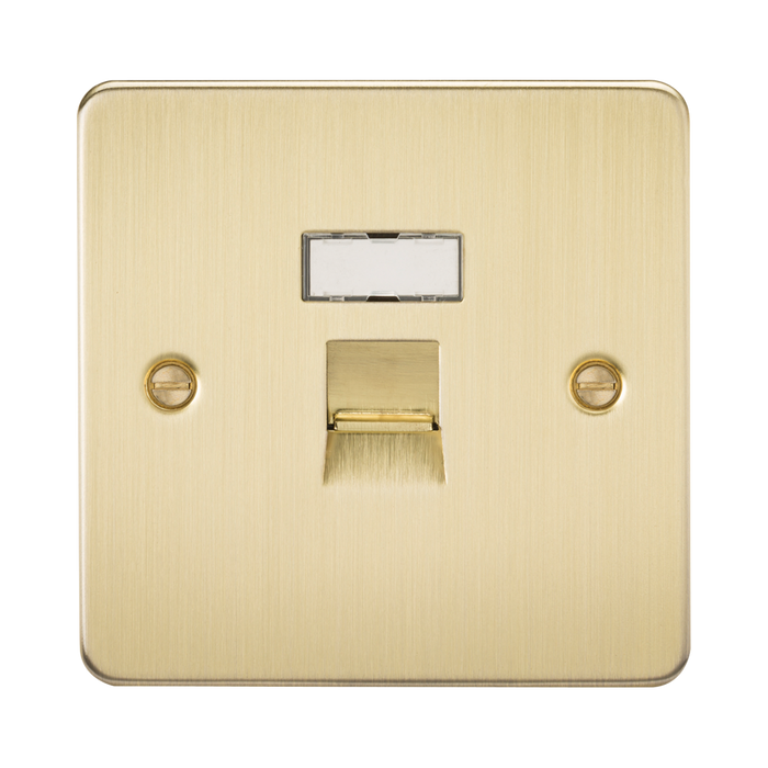 Knightsbridge Flat Plate Brushed Brass CAT5e RJ45 Network Outlet FPRJ45BB - product view