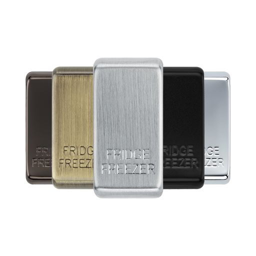 BG Grid Brushed Steel fridge freezer engraved rocker cap colour range with Brushed Steel at the front