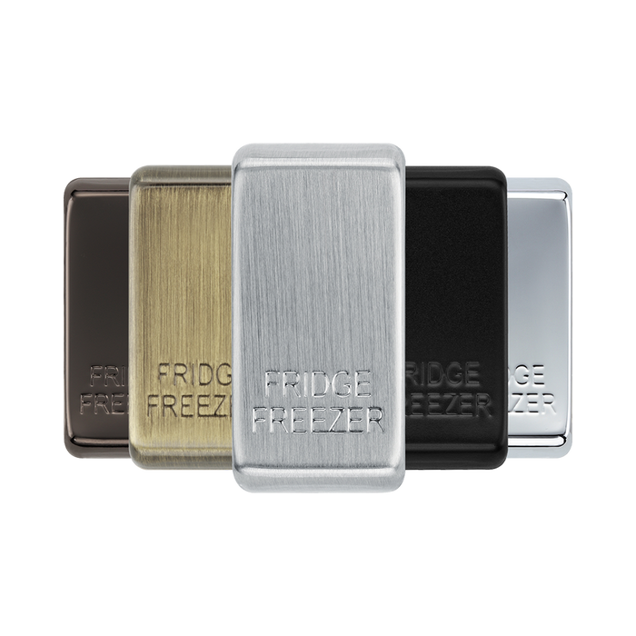 BG Grid Brushed Steel fridge freezer engraved rocker cap colour range with Brushed Steel at the front