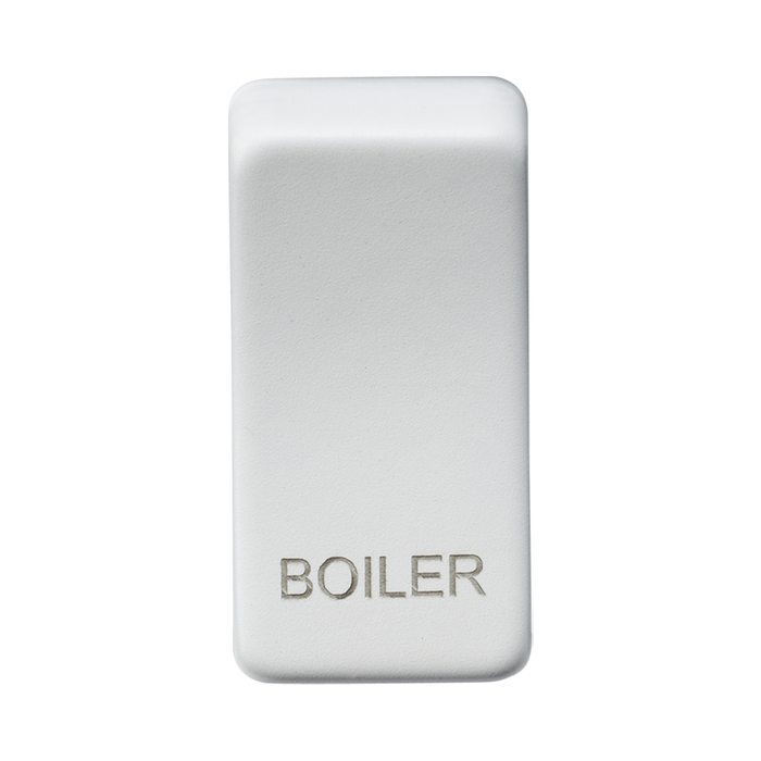 White rectangular object with 'BOILER' engraved on a white background