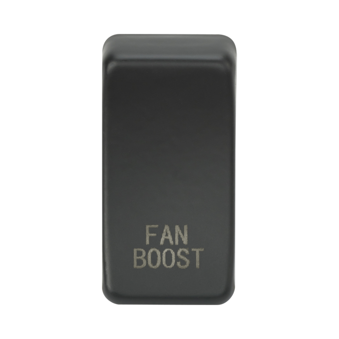 Rectangular anthracite fan boost button on a white background