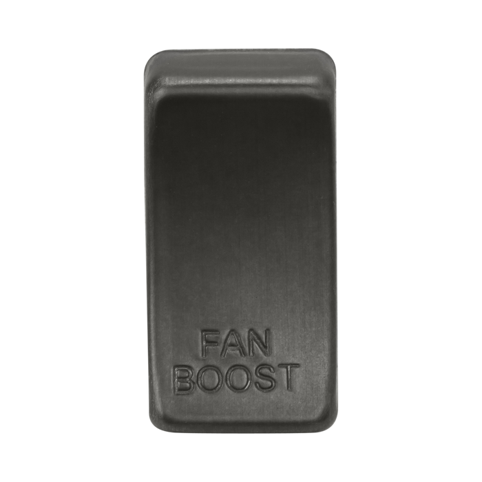 Rectangular smoked bronze fan boost button on a white background