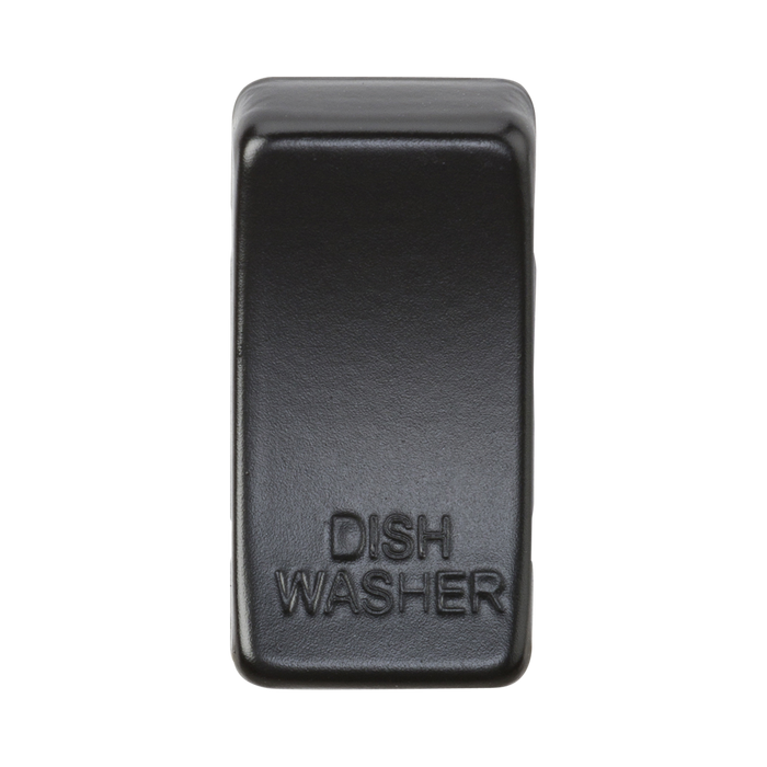 Rectangular black plate with 'Dishwasher' engraving on a white background