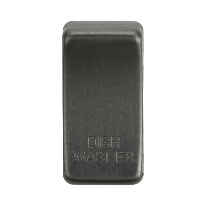 Rectangular smoked bronze plate with 'Dishwasher' engraving on a white background