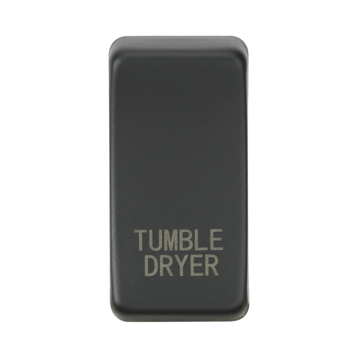 Anthracite toggle switch with 'TUMBLE DRYER' engraving on a white background