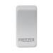 White-colored freezer indicator on a white background