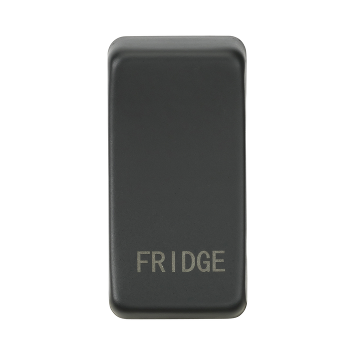 Anthracite rectangular object with 'FRIDGE' engraving on a white background
