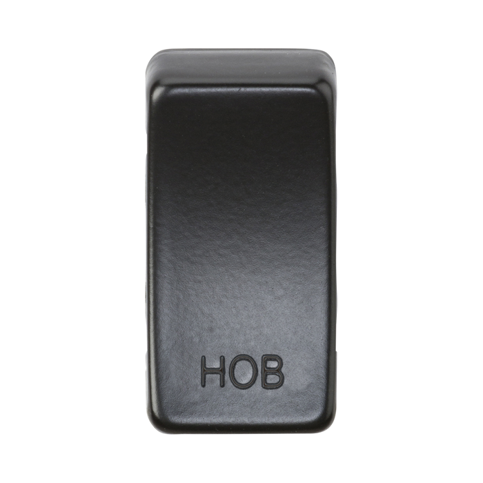 Black rectangular object with 'HOB' branding on a white background