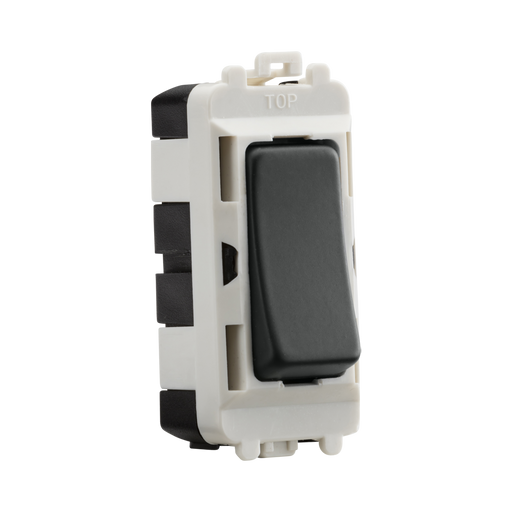 Light switch with anthracite rocker on a white background