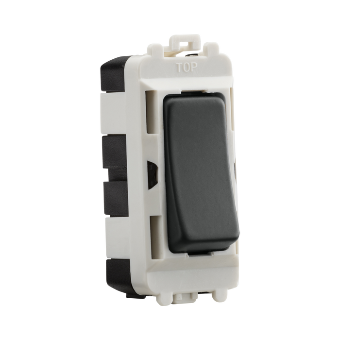 Light switch with anthracite rocker on a white background