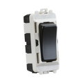 Light switch with black rocker on a white background
