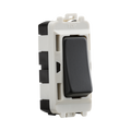 Toggle switch with anthracite rocker and white frame on a white background