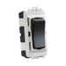 Toggle switch with black rocker and white frame on a white background