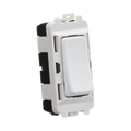 Toggle switch with white bronze rocker and white frame on a white background