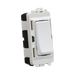 Toggle switch with white bronze rocker and white frame on a white background