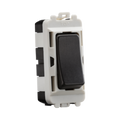 Toggle switch with smoked bronze rocker and white frame on a white background