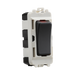 Electrical switch with anthracite rocker and white housing on a white background