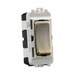 Light switch with metallic rocker on a white background