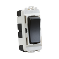 Light switch with black rocker on a white background