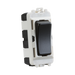 Light switch with black rocker on a white background