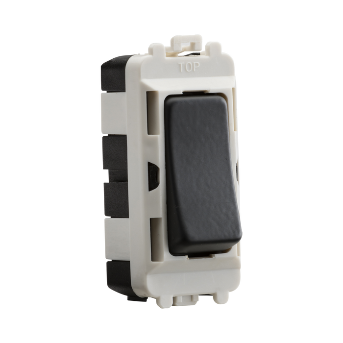 Light switch with anthracite rocker on a white background