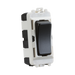Light switch with black rocker on a white background