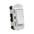 Light switch with white rocker on a white background