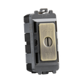 Brass electrical switch with 'EMG LTC' and 'TEST' labels on a white background