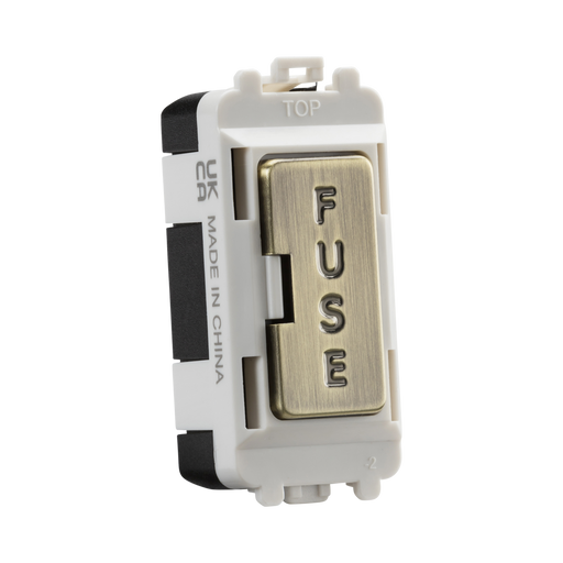 Fuse box with 'FUSE' label on a white background