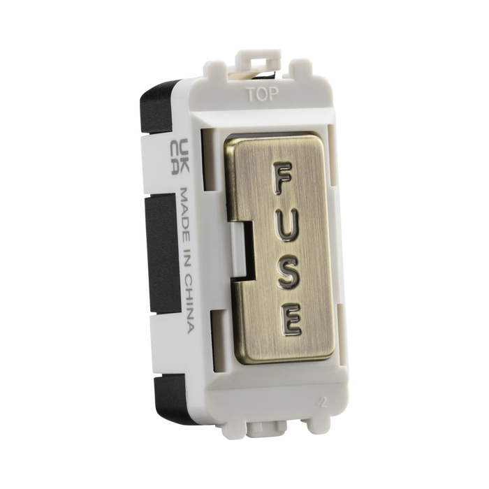 Fuse box with 'FUSE' label on a white background