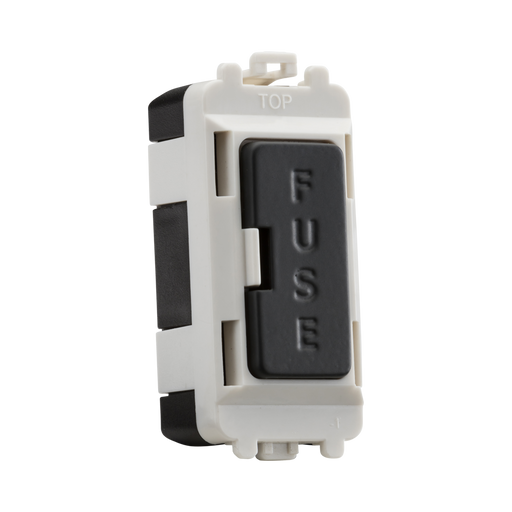 Fuse holder with 'FUSE' label on a white background