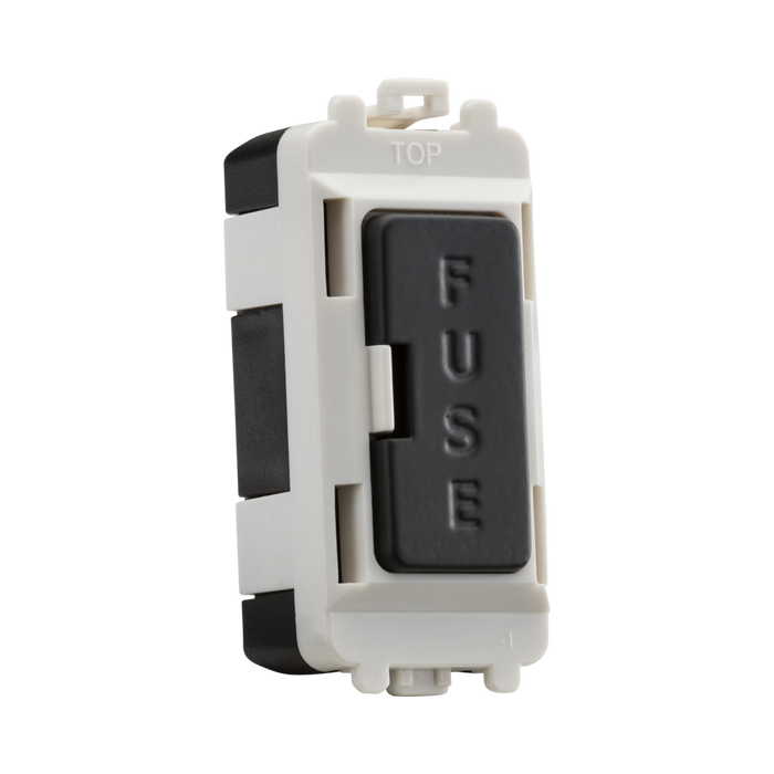 Fuse holder with 'FUSE' label on a white background