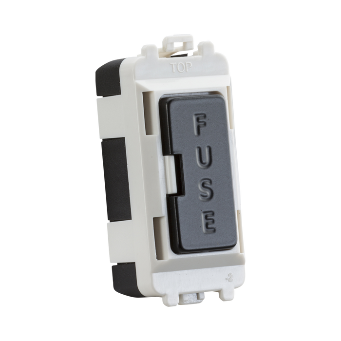 Fuse box with 'FUSE' label on a white background