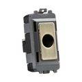 Flex outlet with brass plate on a white background