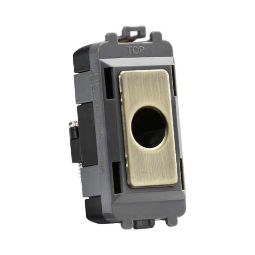 Flex outlet with brass plate on a white background