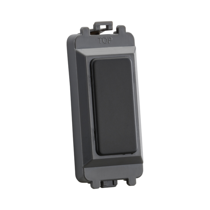 Anthracite switch with a gold faceplate on a white background