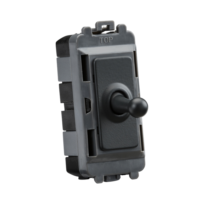 Anthracite toggle switch with black knob on a white background