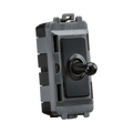 Toggle switch with black knob on a white background