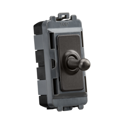 Toggle switch with gray casing on a white background