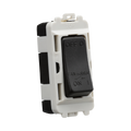 Electrical switch with black and white design on a white background